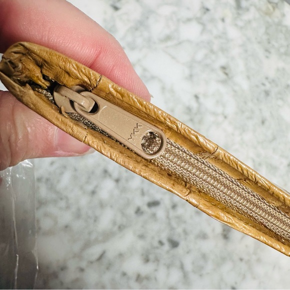 Vintage Eel Skin Zip Pouch or Clutch in Camel - Picture 4 of 7